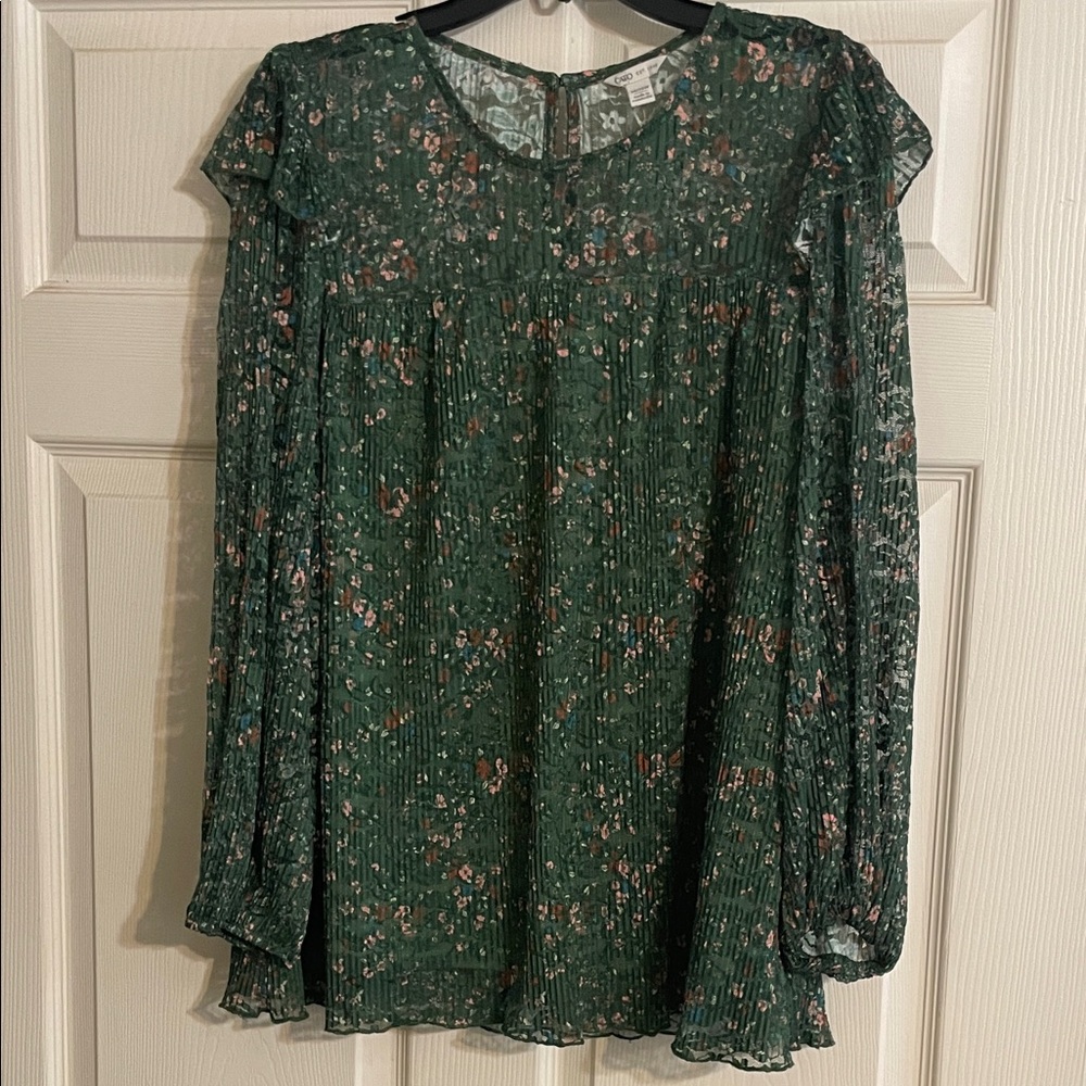 Cato Dark Green Floral Blouse